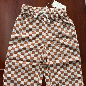NWT Rylee & Cru Wide Legged Pant Rust Check size 4-5 Yr